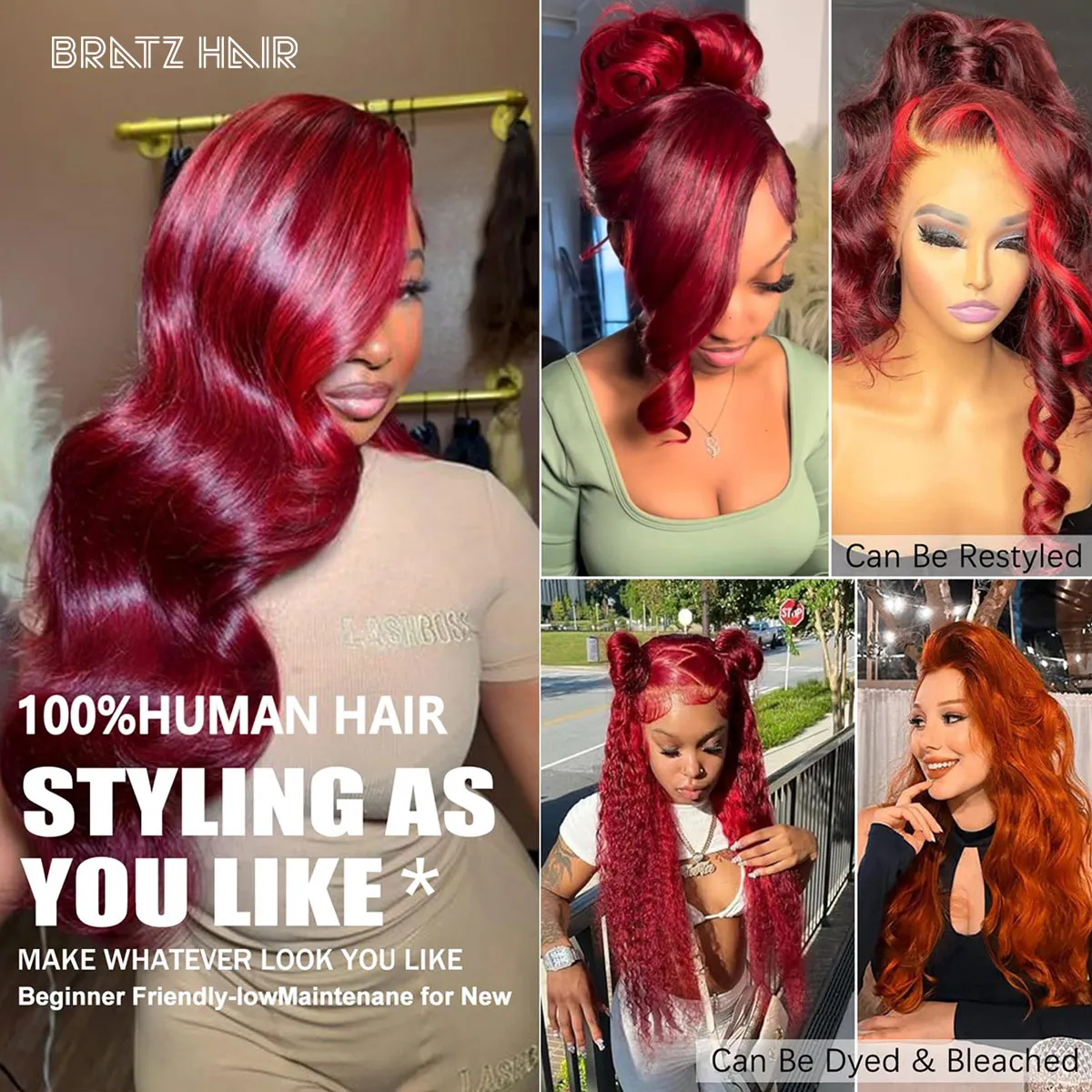 5by5 تسليط الضوء على بورجوندي إغلاق شعر مستعار شعر الإنسان بورجوندي الأحمر تسليط الضوء على شعر مستعار قبل قطعها 13x4 كامل أمامي الجسم موجة غلويليس شعر مستعار