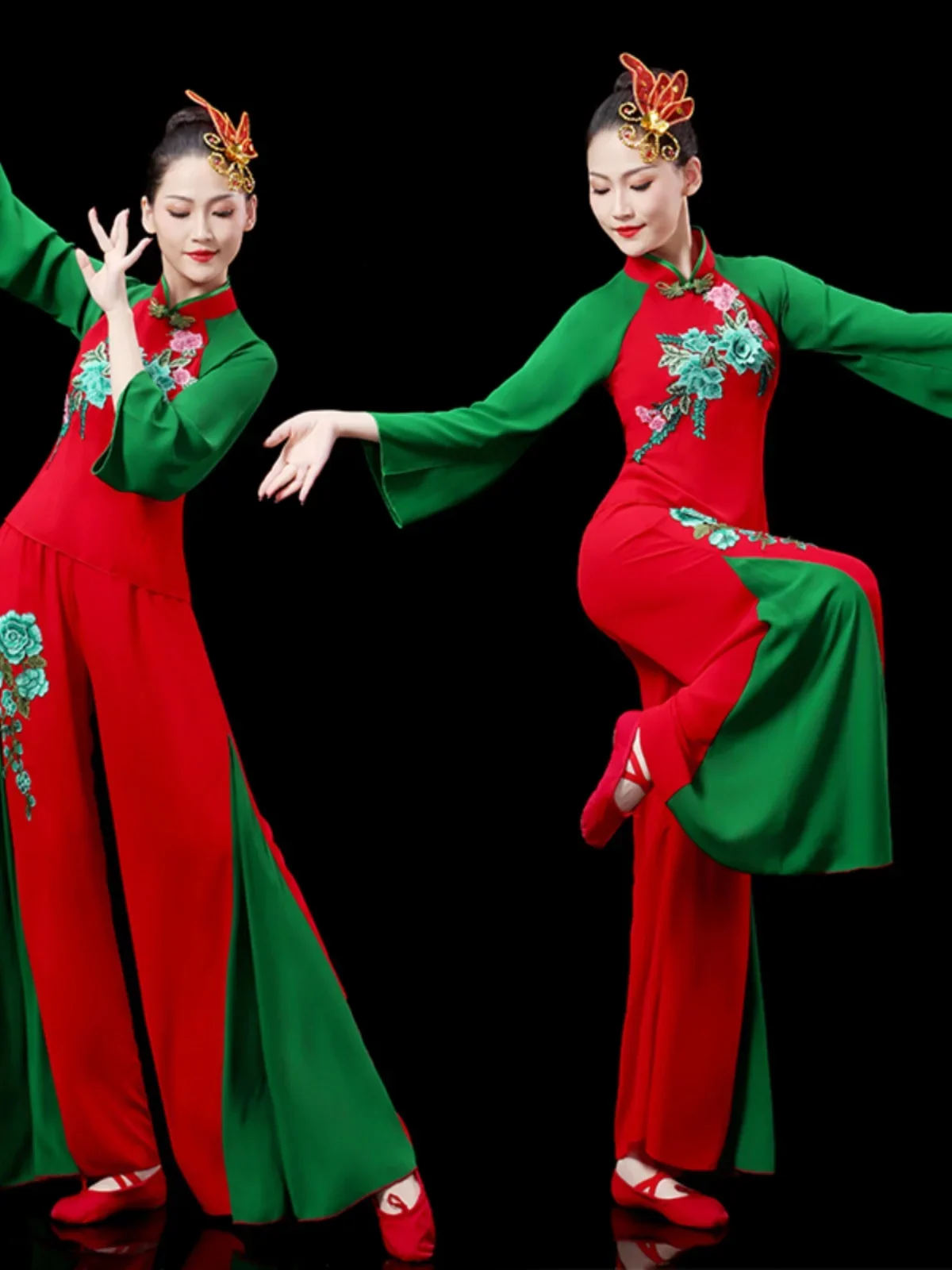 Chinese Classical Dance Costumes Yangko Dance Fan Dance Clothing Chinese National Dancewear Performance Dress Waist Drum Suit