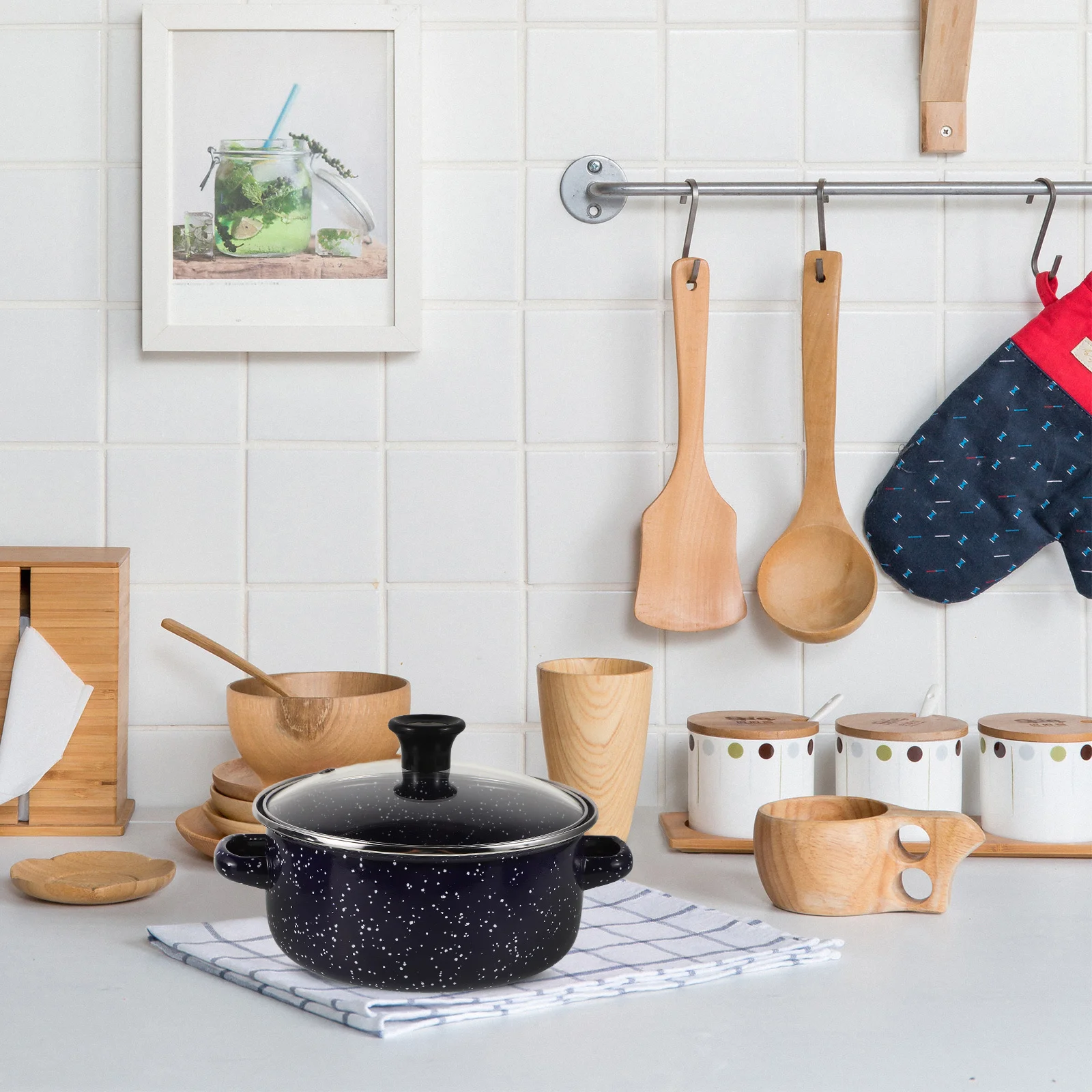 

1 Set Of 3-Piece Mini Soup Pot Enamel Cooking Pots Non Stick Kitchenware Portable Milk Sauce Pan Vintage Small Stockpot Set