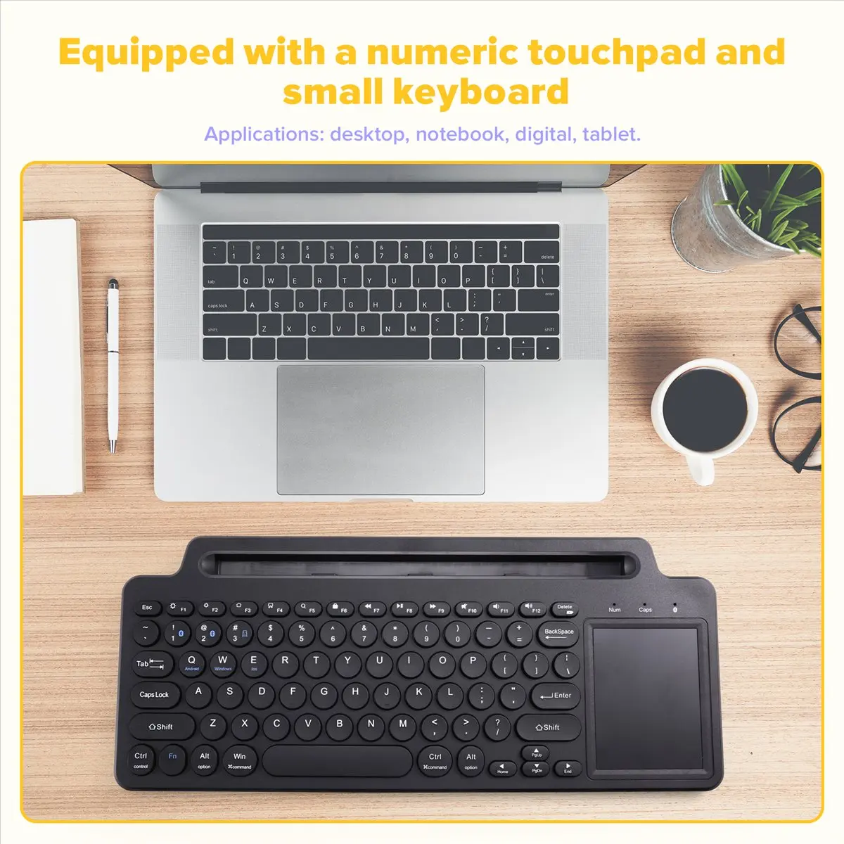 828 2.4G Wireless Bluetooth Keyboard with Number Touchpad Mouse Card Slot Numeric Keypad for Android IOS Desktop Laptop PC