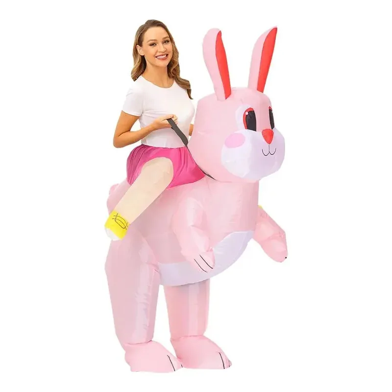 Easter Bunny Inflatable Costume Blow Up Rabbit Suit Fancy Dress Jumpsuit Cosplay Party for Adult