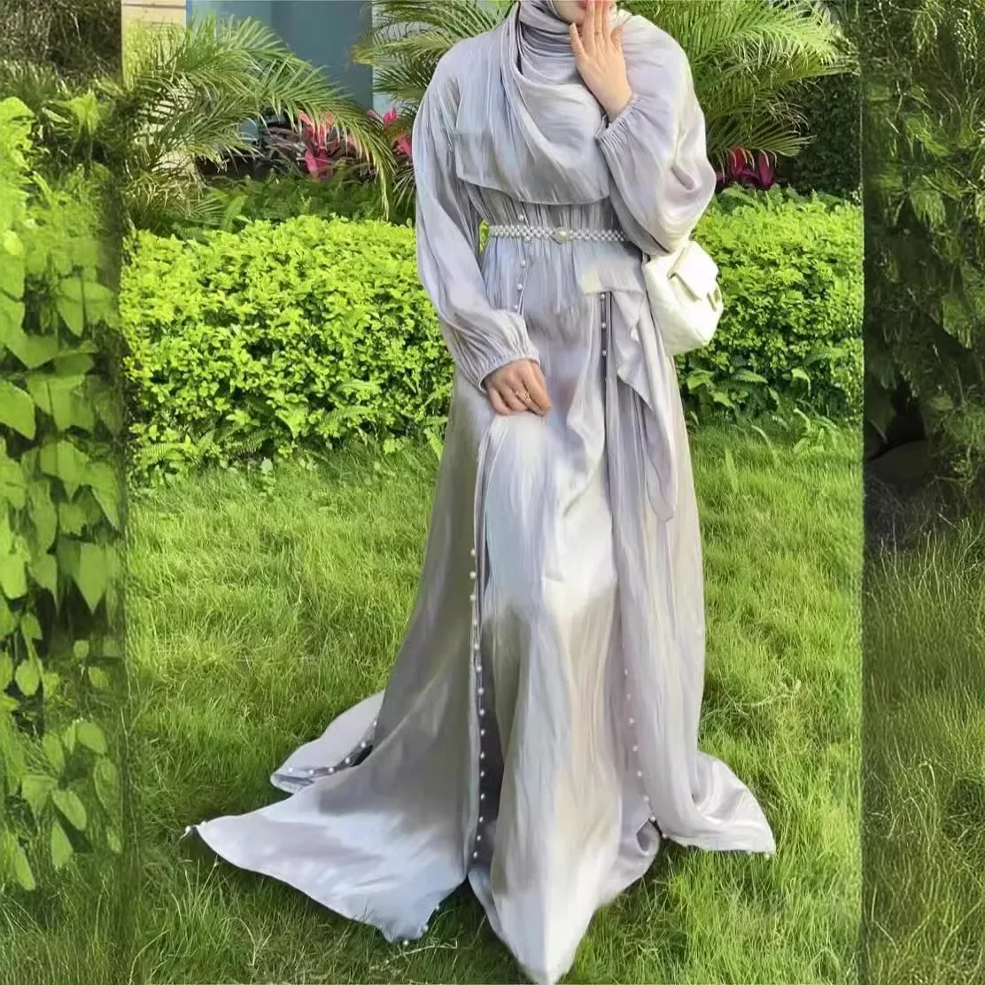 Ramadan Muslim Sets Beaded Cardigan Prayer Dress Women Matching Dubai Abaya Kimono Jalabiya Eid Ramadan Islam Robe Kaftan Kebaya
