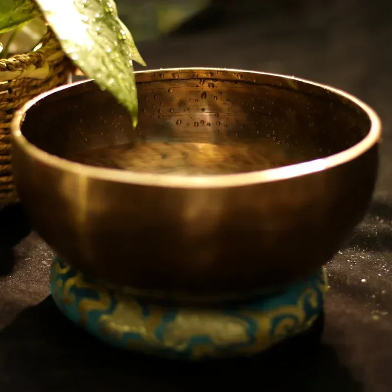 Grande tibetano cantando tigela Set, Vintage Brass Bowl, som instrumento de cura, cobre Bonsai, meditação bonita