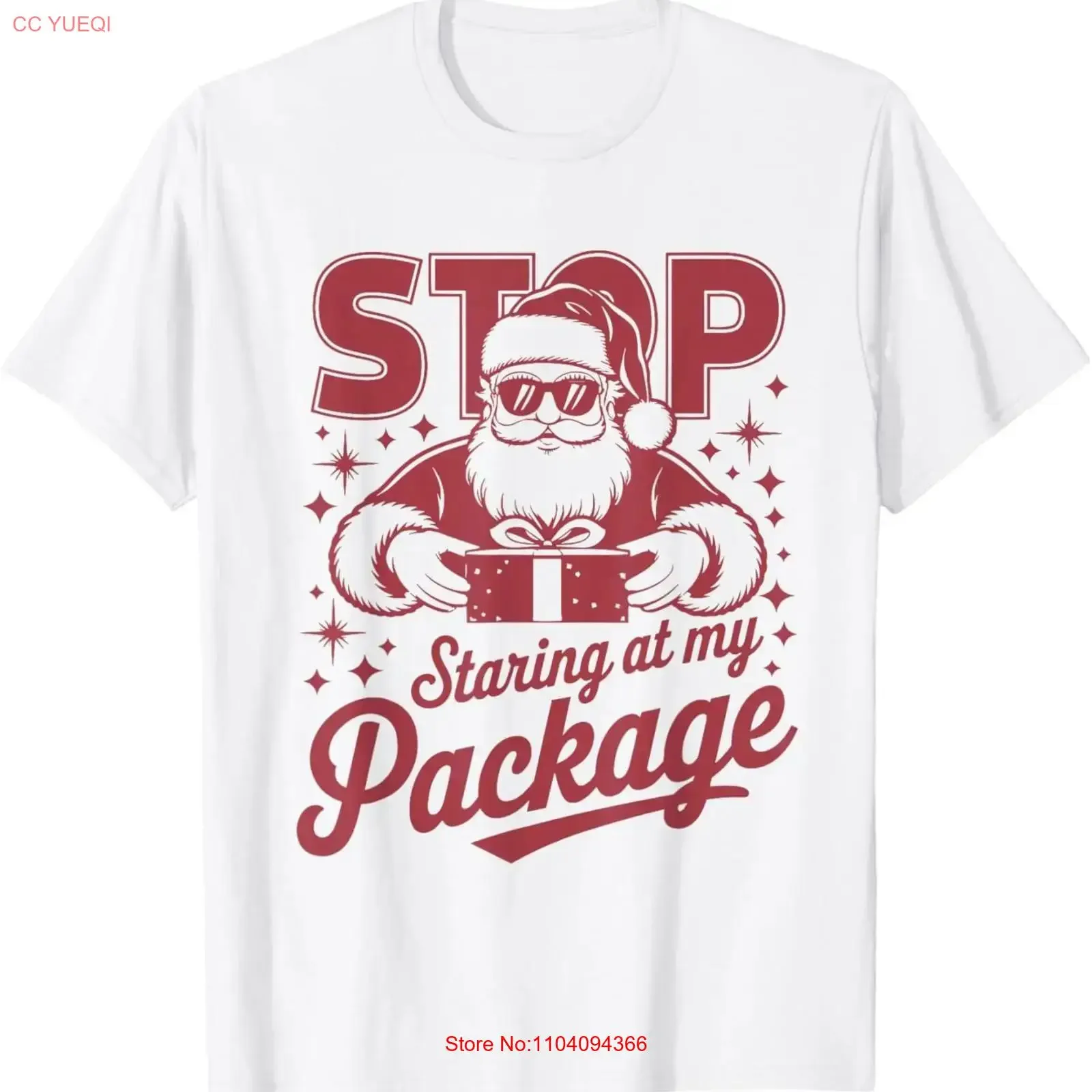 Santa Stop Staring at My Package Funny Christmas T Shirt vintage Washed Breathable Casual Slightly Stretched Soft Versatile