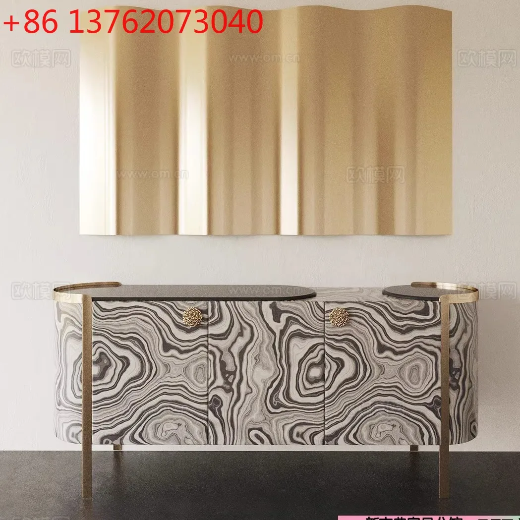 

French solid wood dining side cabinet American retro flower porch cabinet