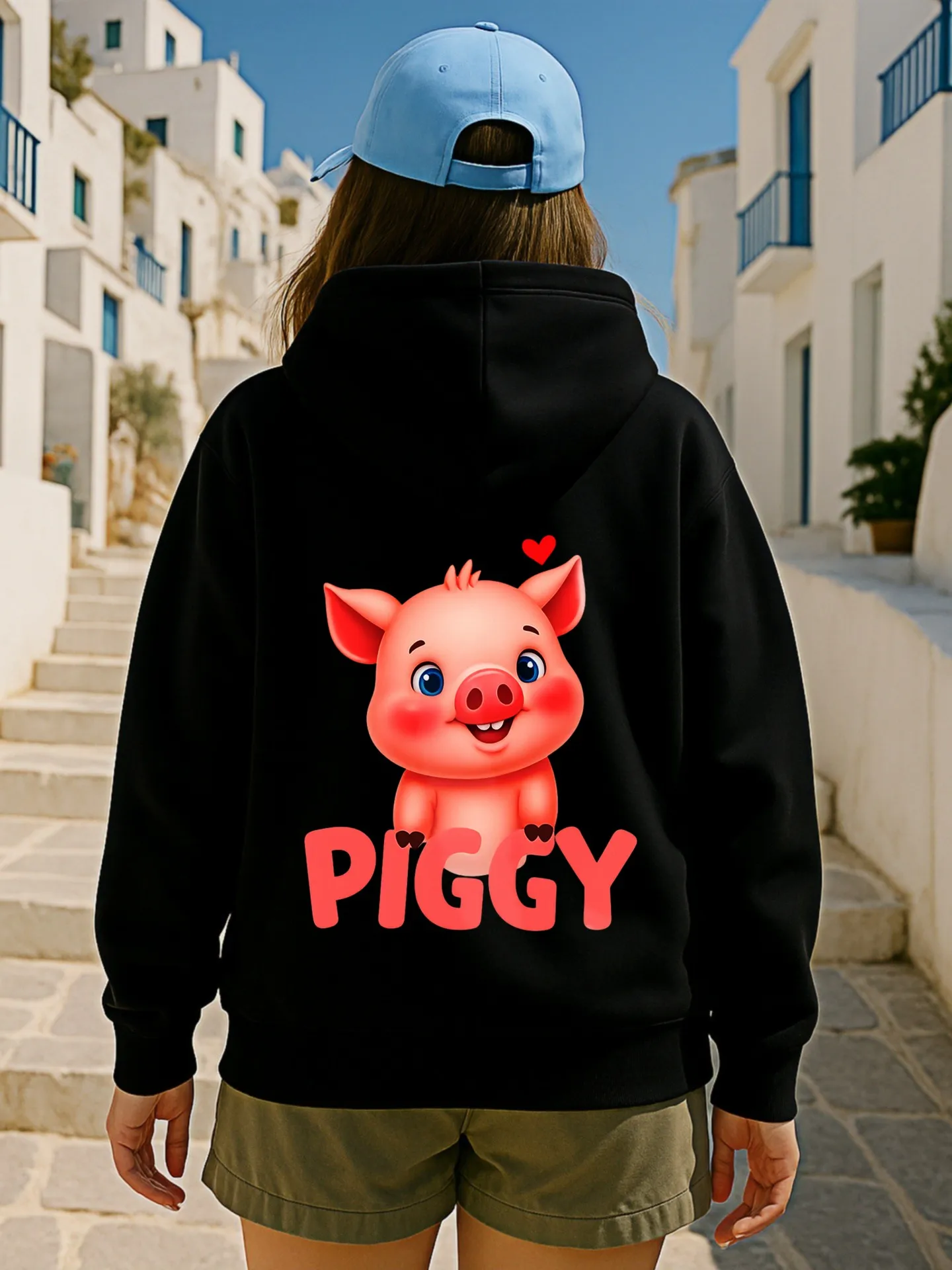 سويت شيرت نسائي بغطاء للرأس مطبوع عليه رسومات بيجي، تصميم جمالي لطيف، قماش ناعم، ملابس يومية كاجوال للمراهقين #2