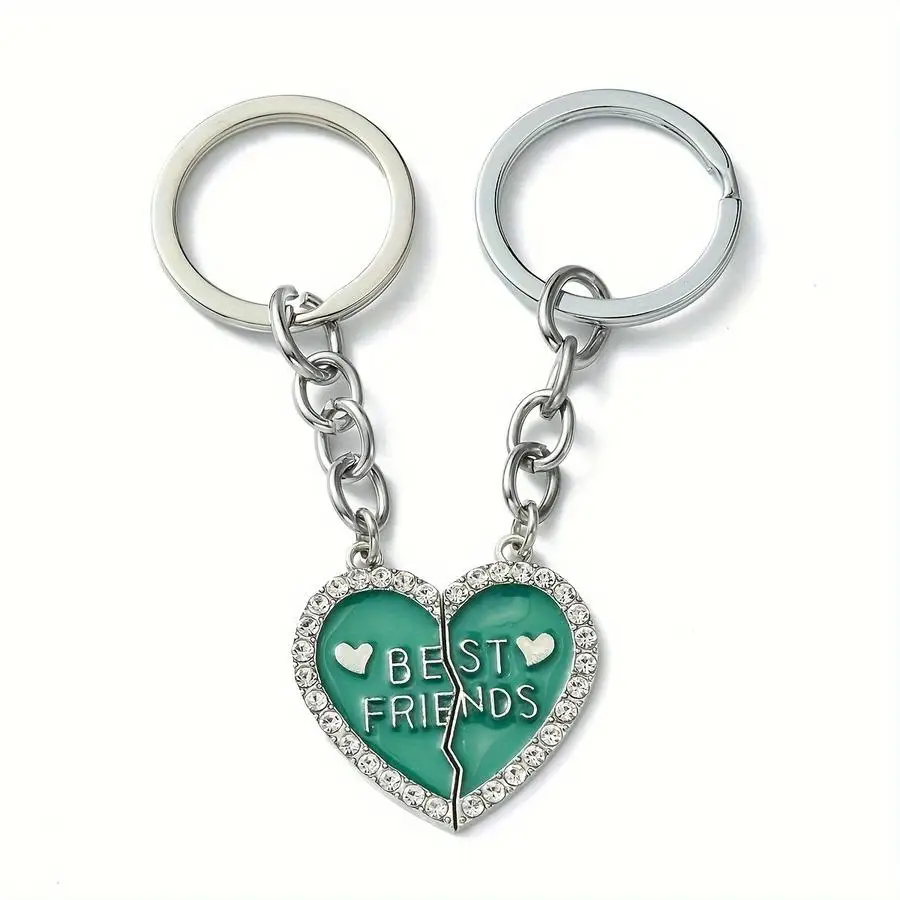 1/5/10/20/50/100pcs A Set of Zinc Alloy Friendship Heart Pendant Keychains, Creative Keychains, Car Keychains, Suitable for Matc