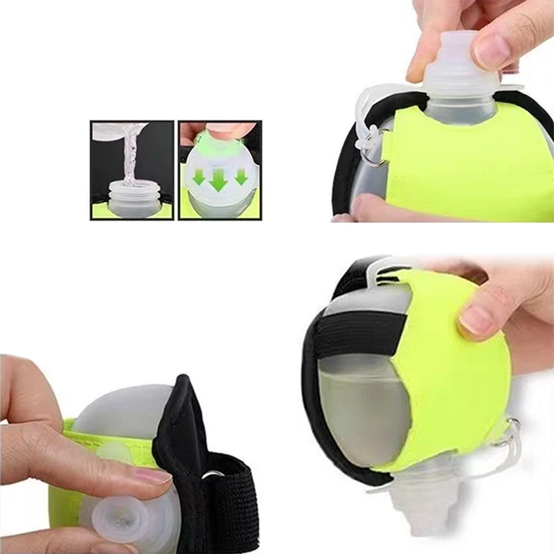 Mini Running Wrist Water Bottle Kettle Holder Wrist Storage Bag Hydration Pack Soft Flask For Marathon Riding Fitness Climbing