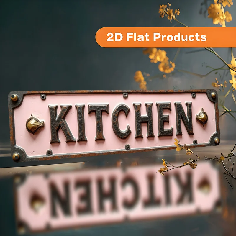 2D Flat, Vintage Metal Aluminum Sign 