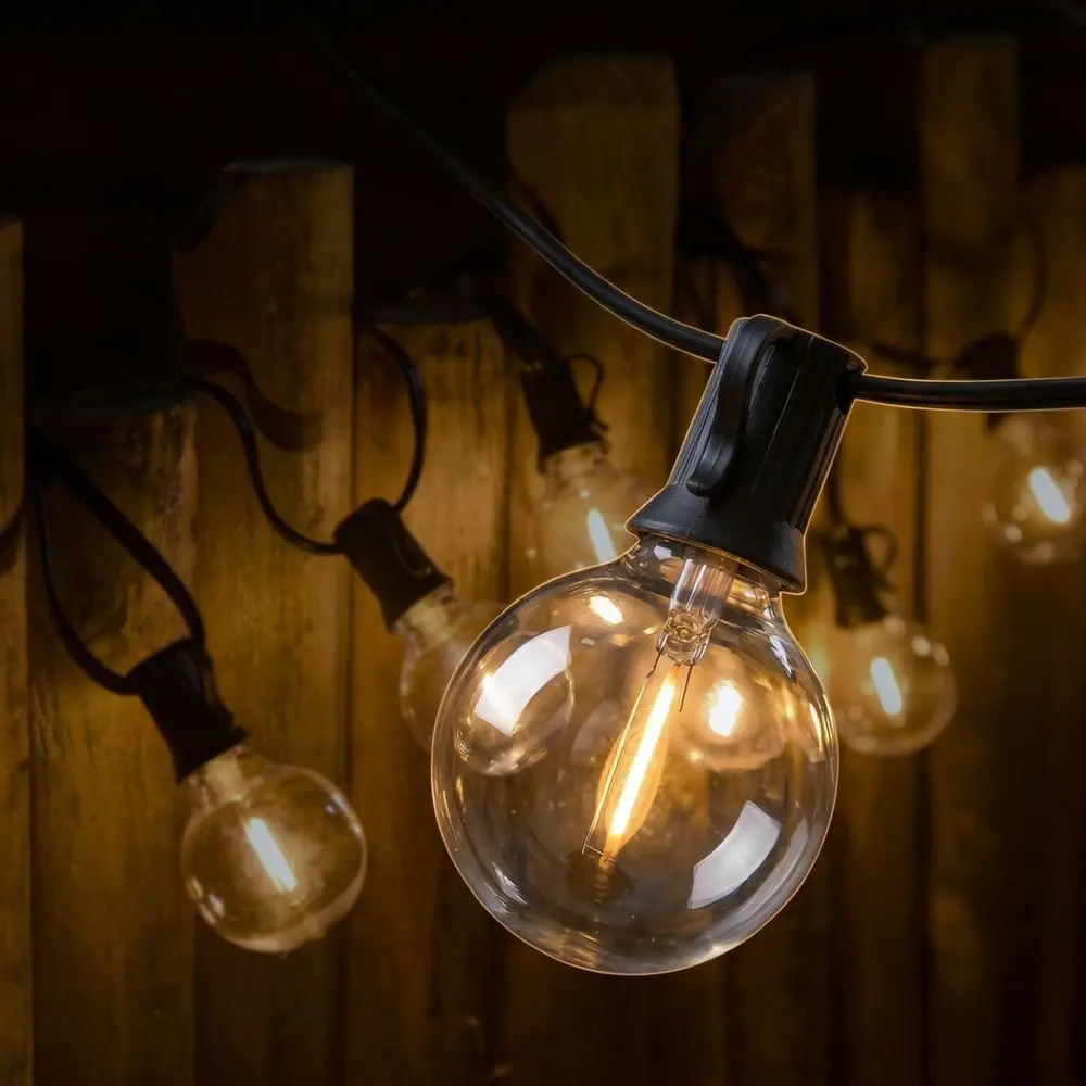 Waterproof Solar G40 String Lights Edison Bulb Decorative Lighting For Outdoor Garden Patio Camping Atmosphere