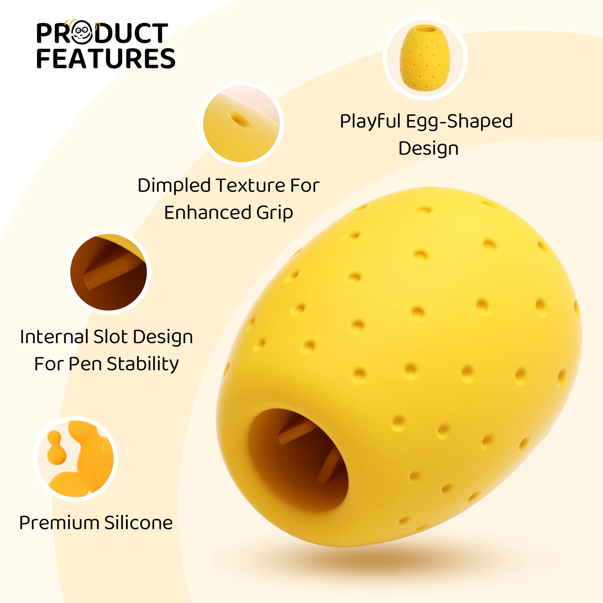 6 قطع من مقابض أقلام الرصاص على شكل بيضة للأطفال والكبار، حاملات سيليكون للكتابة اليدوية والرسم #2