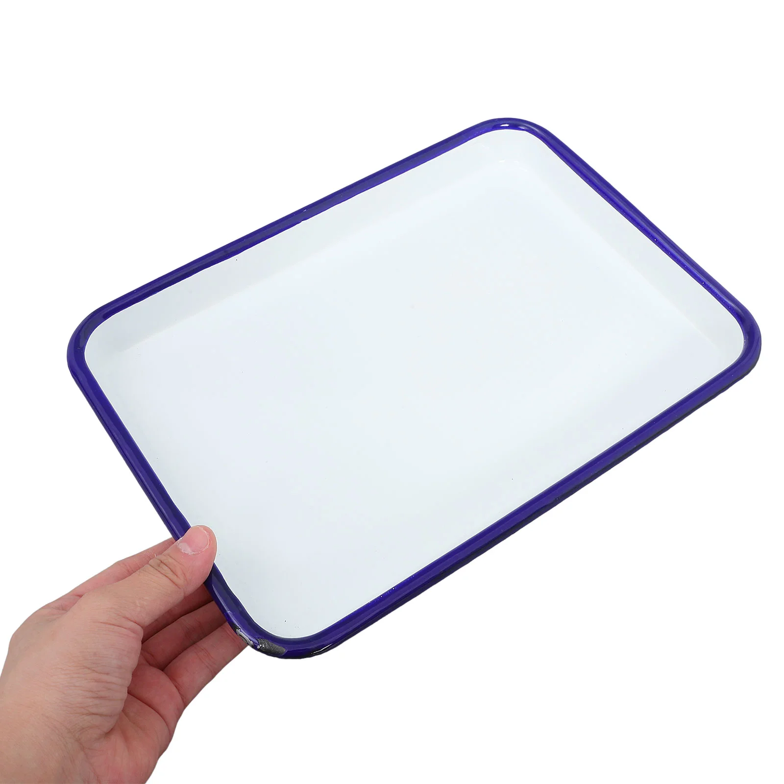 White Ceramic Square Tray Enamel Rectangular Food Serving Snack Bread Dinner Decorative Fruit Teaching