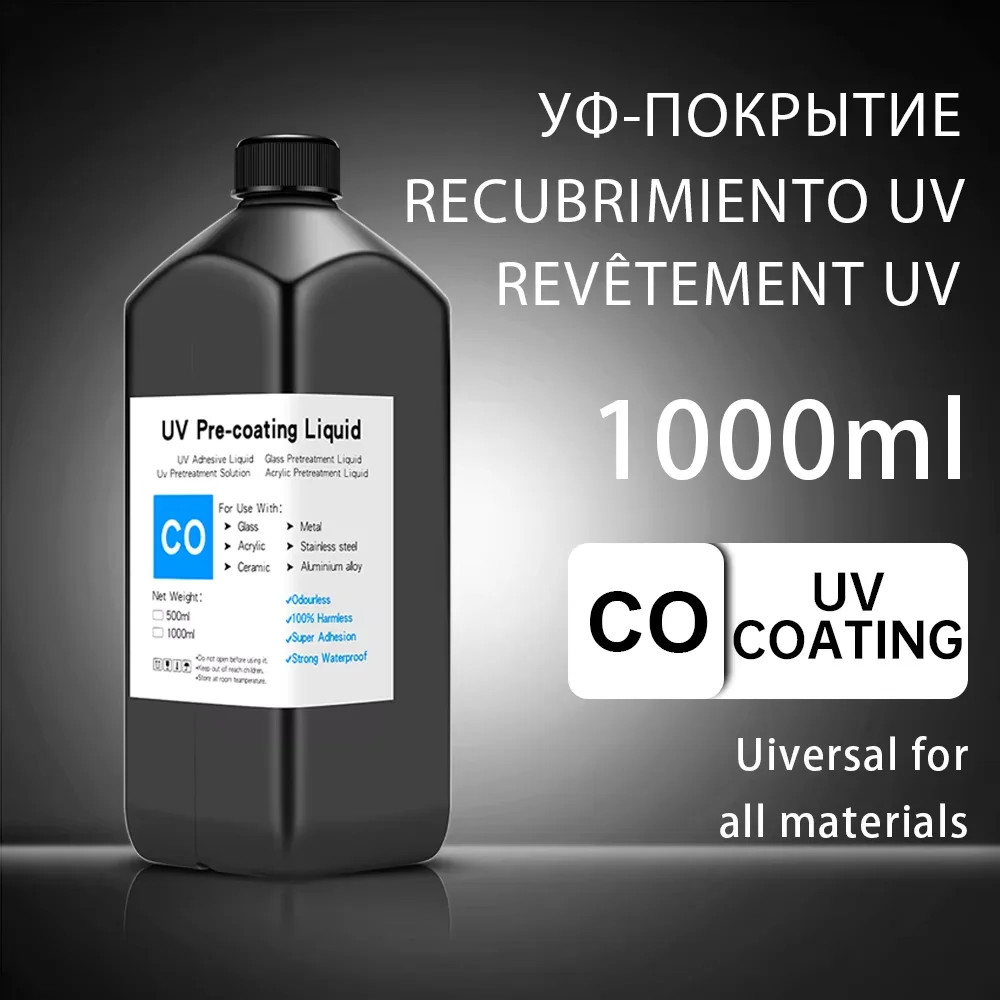 1000 ml UV-Vorbeschichtungsgrundierung für UV-Flachbettdrucker zum Drucken auf Glas, Keramik und Acryl, Metall, Holz, UV-Beschichtungsflüssigkeit