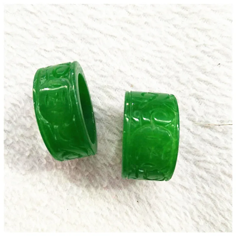 Natural Green Jade For Men Women Brand Hand-polished Hand-carved Pattern Emerald Rings Party Jewelry Accessories 1 Piece