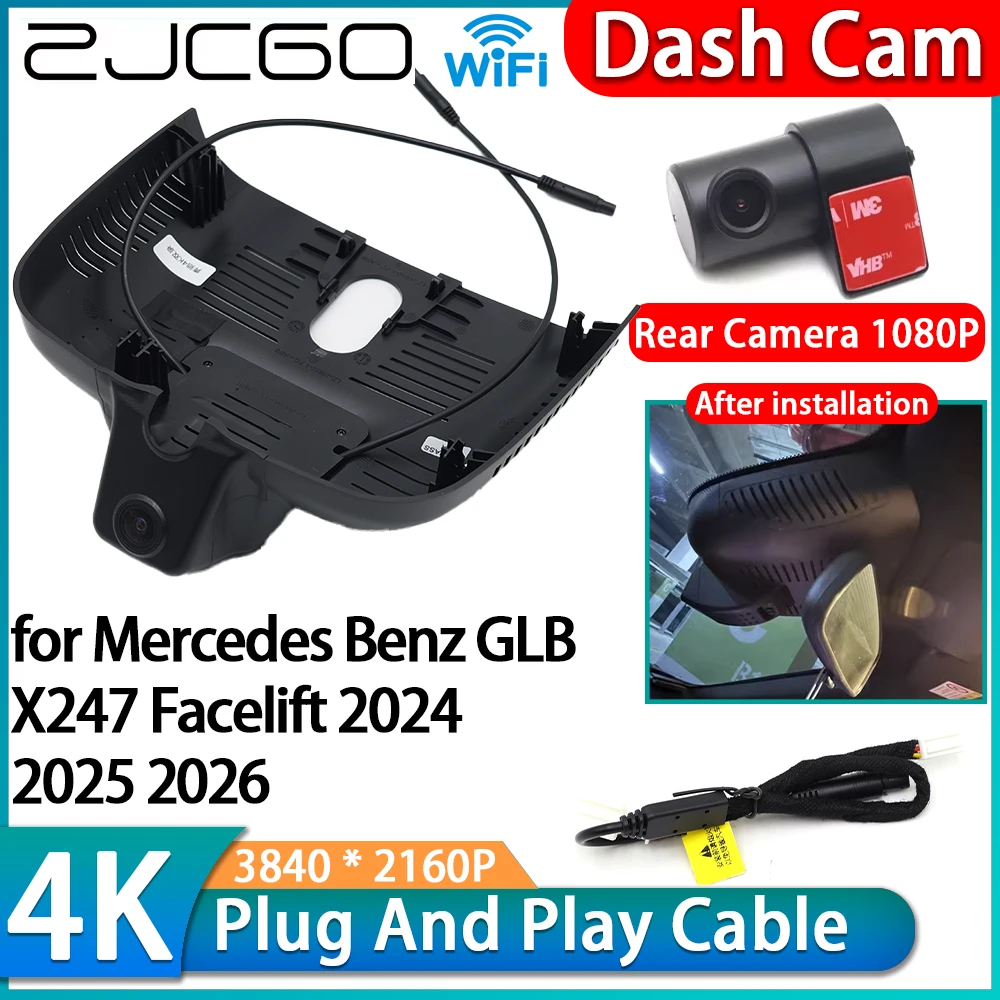 ZJCGO for Mercedes Benz GLB X247 Facelift 2024 2025 2026 4K Wifi DVR Video Recorder Dash Cam Front Rear Camera