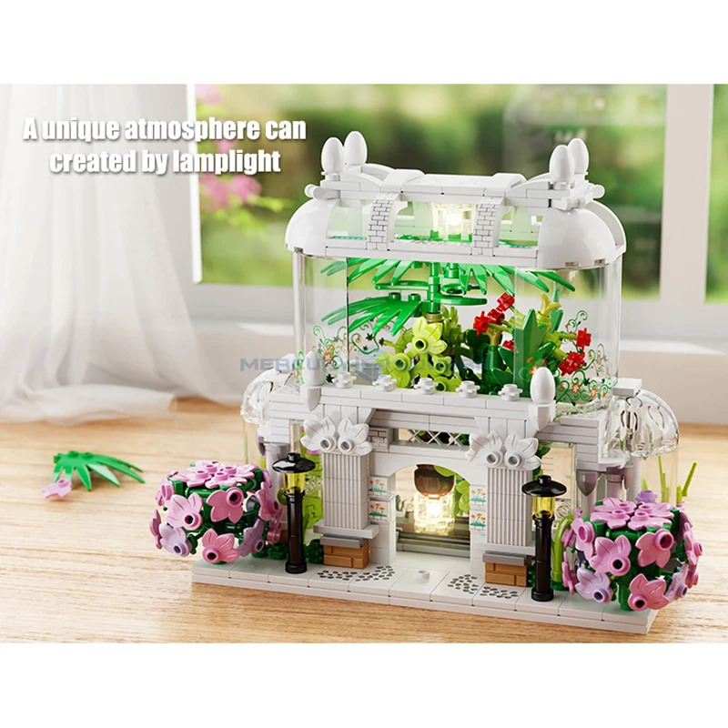 Flower Shop Building Blocks MOC T2069 Model Bricks City Street View Plant Store Ideas Architecture Toy Kit Gift Kids Girls Boys