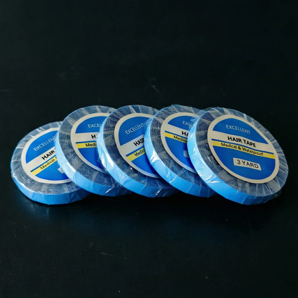 100PCS/60PCS/20PCS/5PCS/1PCS 0.8 CM*3 Yards Super Hair Blue Tape Double-Sided Adhesive Tape for Hair Extension/Lace Wig/Toupee