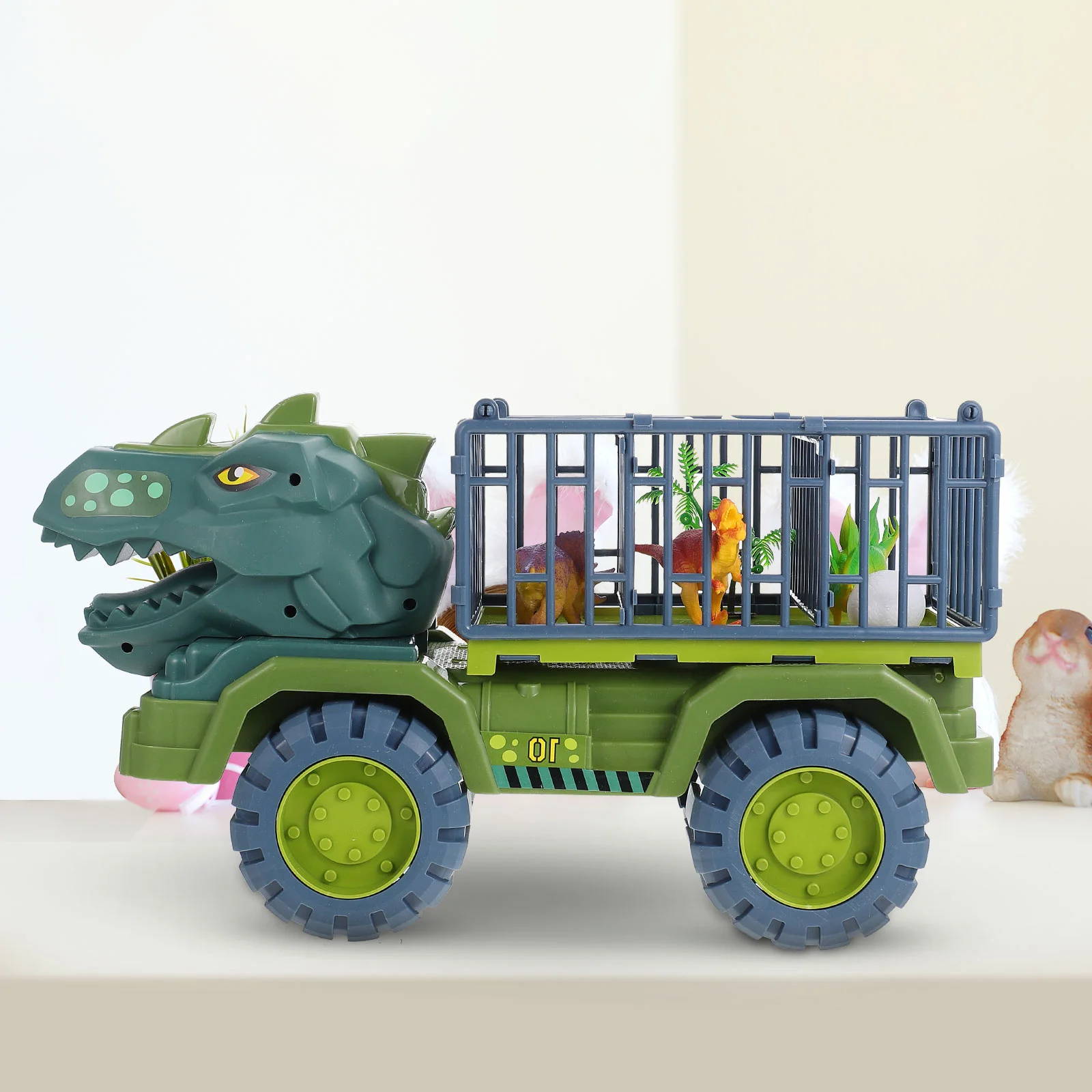 Guindaste carro dinossauro puxar para trás brinquedos infantis correndo 38x21cm caminhão de desenho animado de inércia de plástico