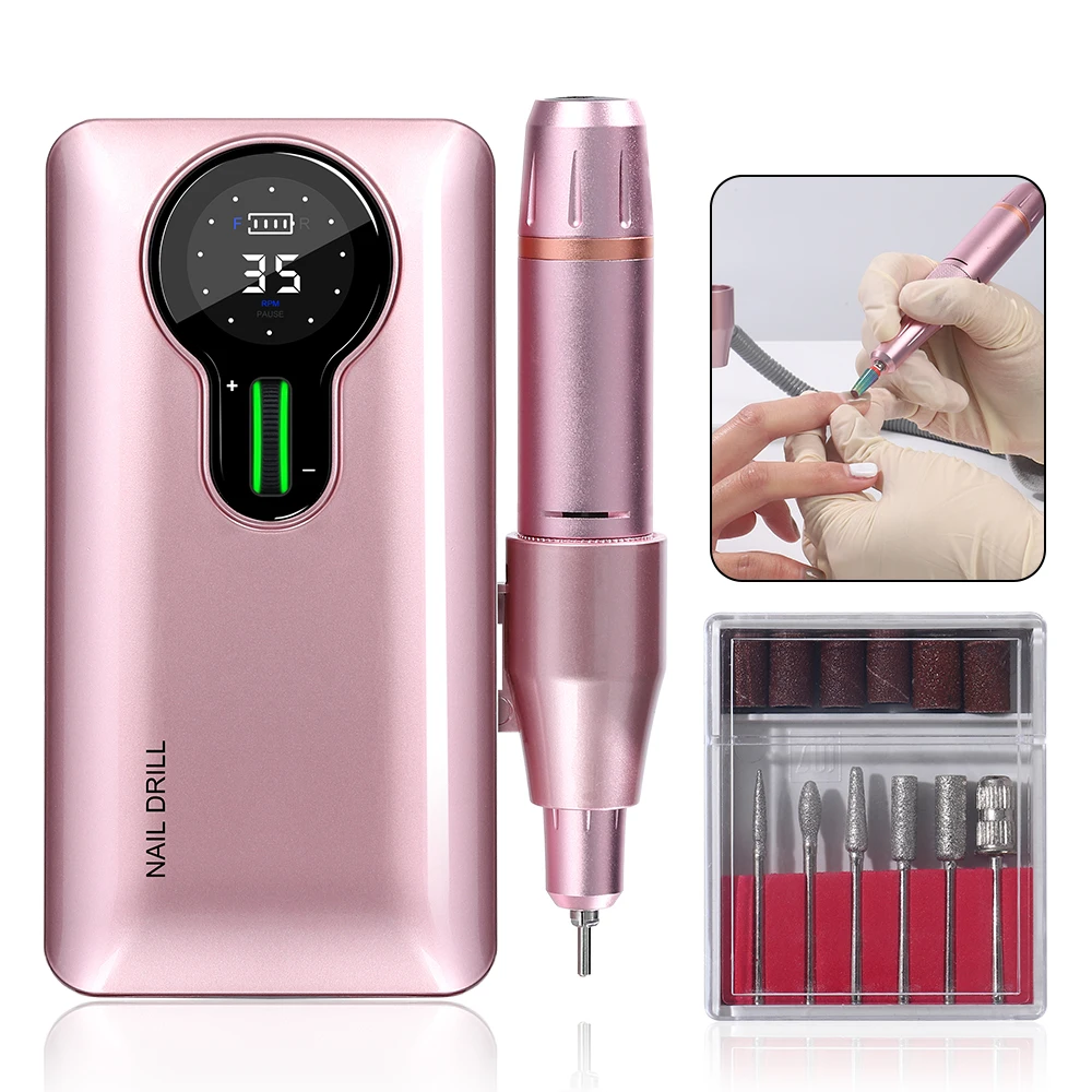 

New Innovative Arrival Professional Coreless Motor Rechargeable Portable Electric Nail Drill 35000RPM Nail Efile