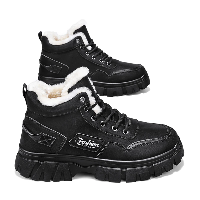 

2025 Men's Big Yellow Boots Outdoor Water - Repellent Coating Medium - Top British Style Retro Work Boots Winter Snow Cotton Fas