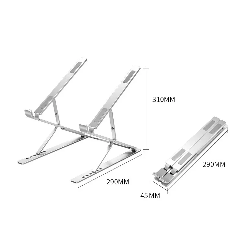 Folding Adjustable Aluminum Laptop Stand, Notebook Tablet Holder, Heat Dissipation Desktop Support