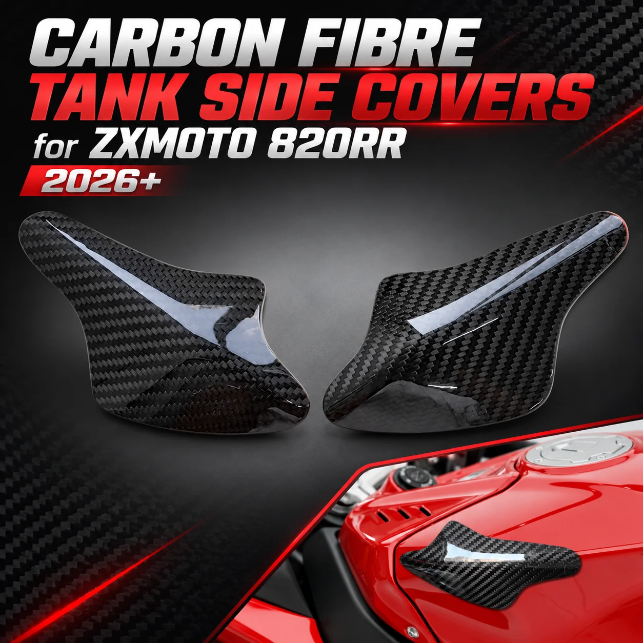 Carbon Fiber Fuel Tank Side Cover Compatible with ZXMOTO 820RR 2026+ Motorcycle Protection Panel