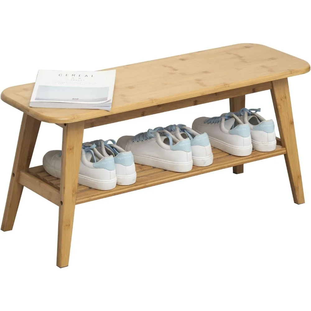 

Shoe Rack Bench, Bamboo Entryway Bench, 3 Tier Shoe Bench with Storage for Hallway Living Room Bedroom Corridor