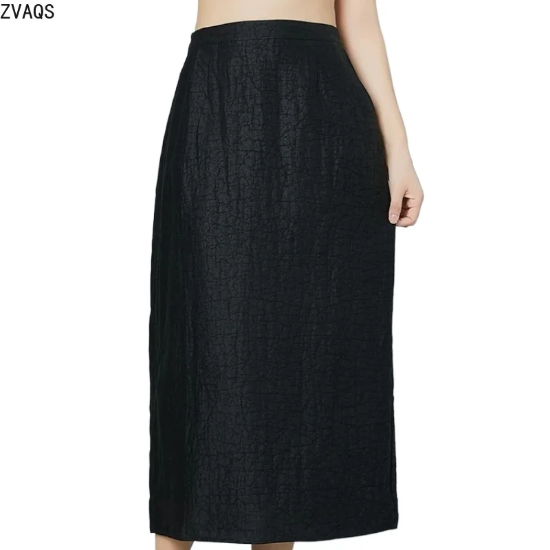 

ZVAQS100% Mulberry Silk Women's Skirts Xiangyunsha Midi Skirt Mid-length Dress Slim Casual Mom Skirt for Middle-aged Women Юбка
