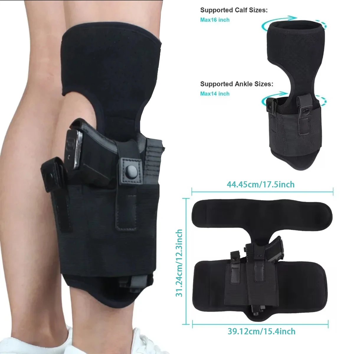 Concealed Carry Ankle Gun Holster for Glock 43 42 33 30 27 26 S&W M&P Shield 9mm, Bodyguard .380, Ruger LCP, LC9, Sig Sauer