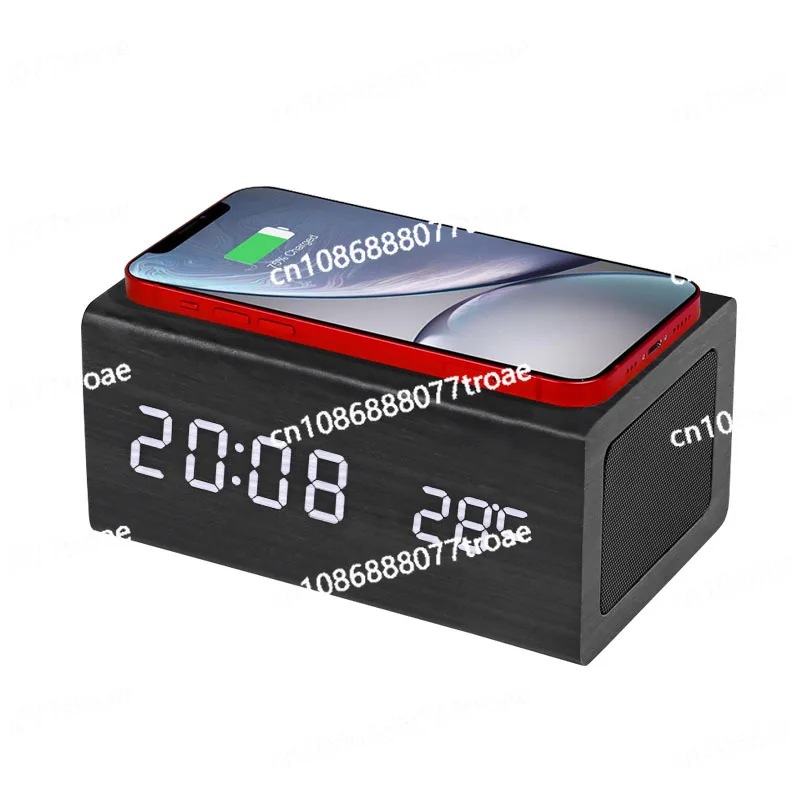 Bluetooth speaker, creative alarm clock speaker, wireless charging electronic clock box