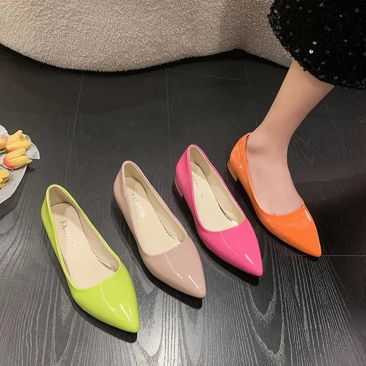 Women\'s Candy Color Pointy High Heel Shoes Fashion Everything Casual Chinese Heel Heels Solid Color Shoes for Women 33-43 Pumps