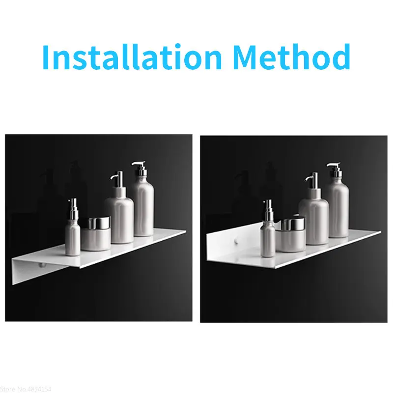 Shower Storage Rack Space Aluminum White Shelves Wall Shelf Hanging Board Ledge Bathroom Accessories Organizer Kitchen Holder