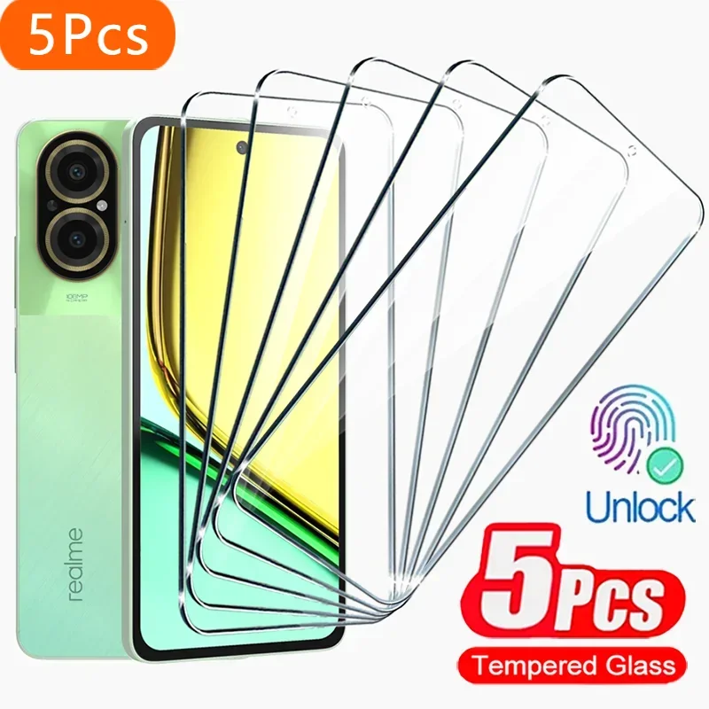 

5PCS HD Tempered Glass For Realme C67 C63 C53 C55 C51 C33 C15 C25Y Screen Protector For Realme 13 12 11 10 9 8 7 Pro 8i 9i Glass