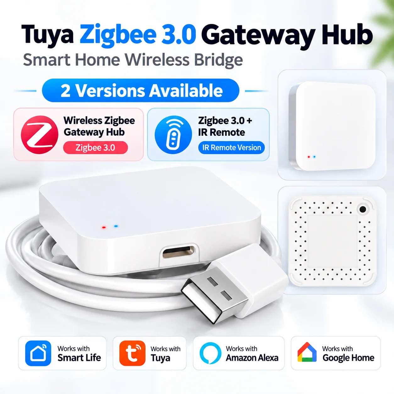 Tuya Zigbee Hub, Wireless Multi-Mode Gateway, Smart Home Automation, for Zigbee Devices, Controlled via Smart Life APP