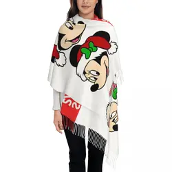 Womens Scarf with Tassel Cartoon Minnie Mickey Mouse Large Winter Warm Shawl and Wrap Daily Wear Cashmere Scarf