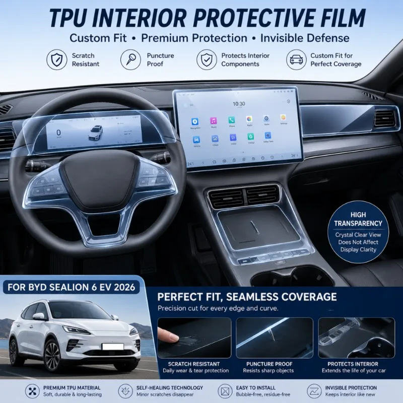 Protection Central Control Screen Transparent TPU Navigation Anti Scratch GPS Film For BYD SEALION 6 EV 2026 Car Interior