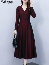 2024 Red Striped Luxury Party Evening Dress Autumn Winter Velvet Thick Warm Long Dresses Women Elegant Bodycon Casual Prom Dress