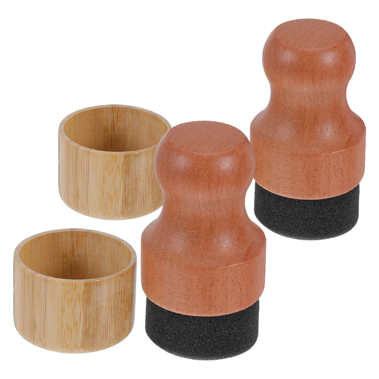

2Set Handheld Sponge Applicators Bamboo Handle Precise Watercolor Sponge Painting Repair Car Seat Sofa Chair Wax Applicator