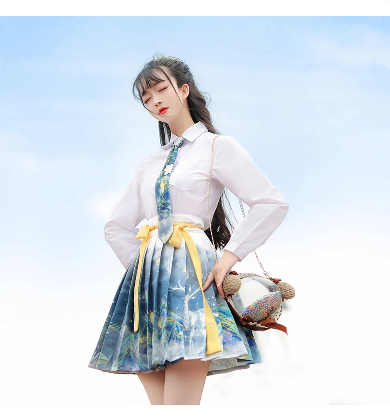 

traditional chinese fairy improved hanfu gauze gold stamping ming-made folk dance costume modern Horse face skirt
