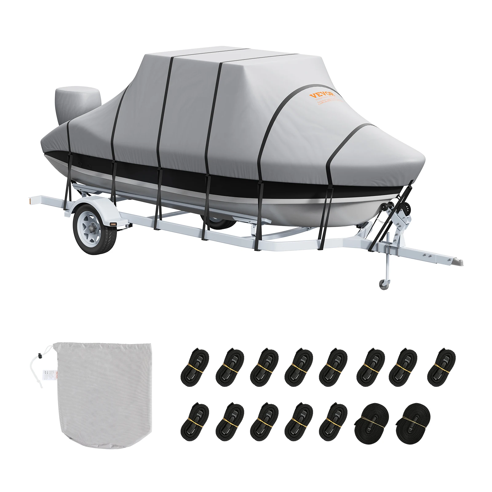 VEVOR 20'-22' Waterproof Trailerable T-Top Boat Cover, 600D Marine Grade PU Oxford for Center Console Boat with T Top Roof