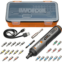 WORX WX240 4V Cordless Screwdriver Set, 1.5 Ah, 3-Speed Torque Adjustment, LED Light, 5/4/2.5 N.m