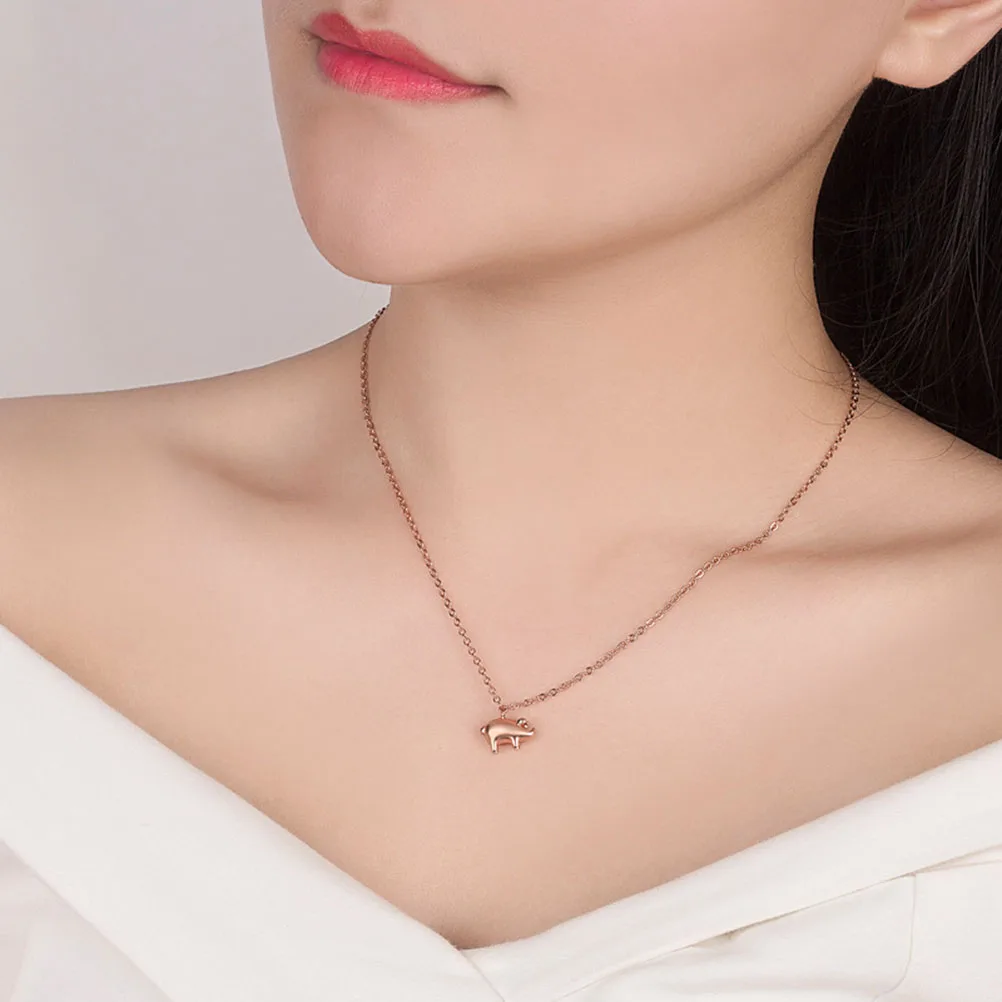 

1Pcs Unique Pig Design Pendant Necklace High Quality Alloy Long Chain Animal Themed Jewelry Gift for Her Women Necklace