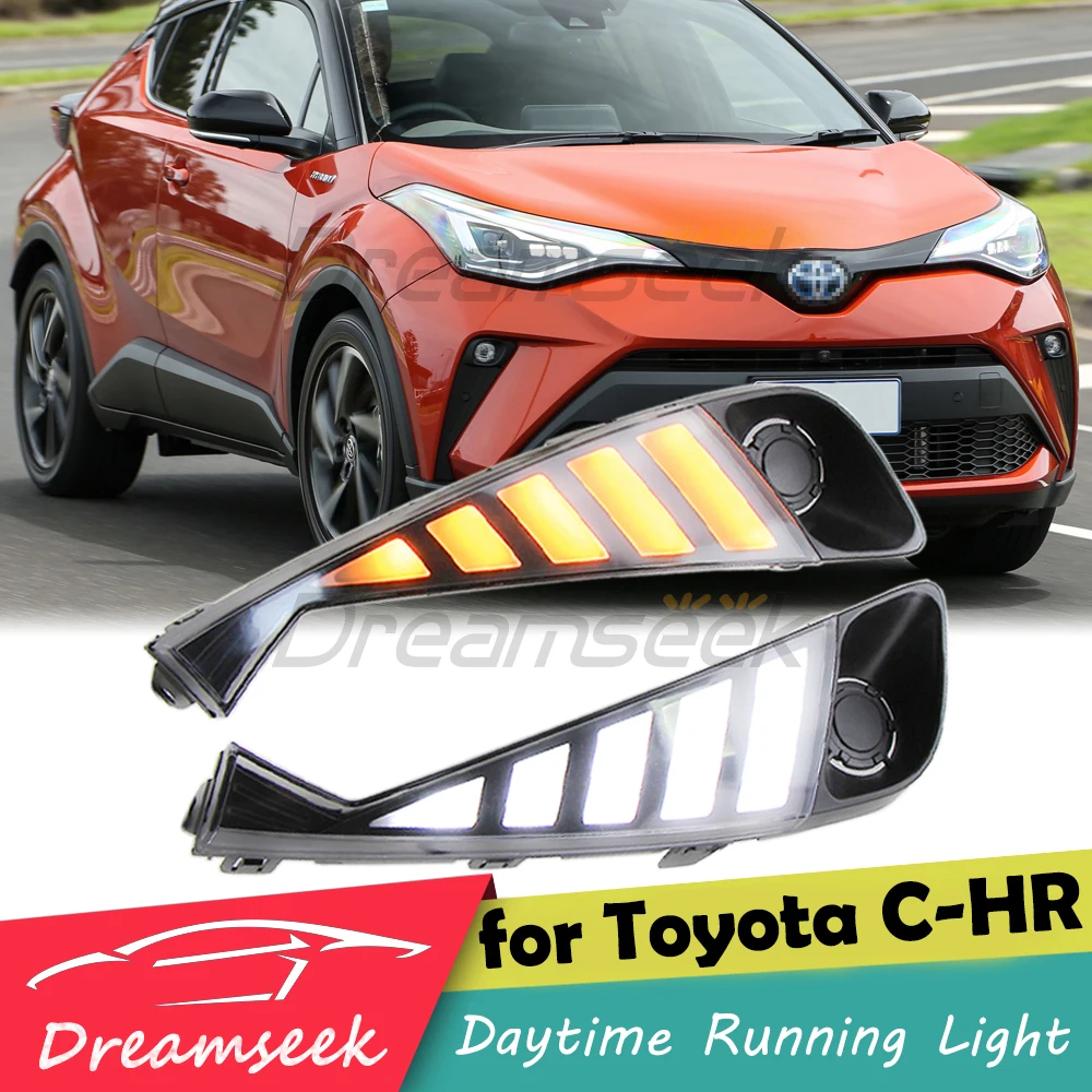 

LED DRL for Toyota C-HR CHR AX10 2020 2021 Daytime Running Light Fog Lamp Bezel with Dynamic Sequential Turn Signal