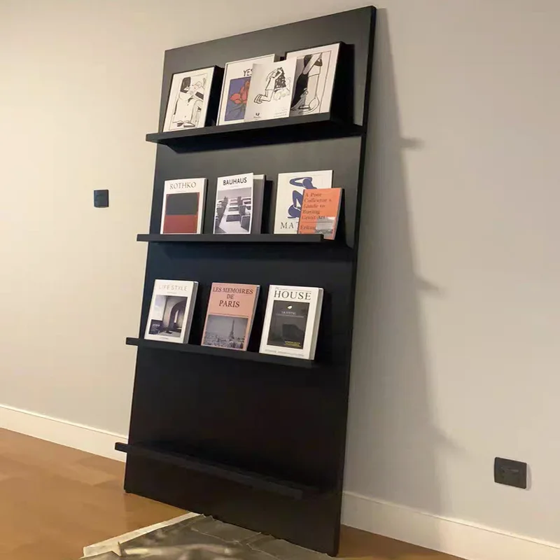 Estantería minimalista nórdica para revistas, estantería de pared sencilla para estudio, pequeño apartamento, sala de estar, madera maciza