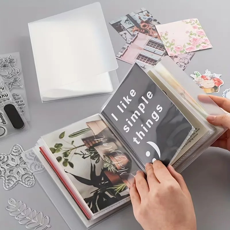 

10sheets A5 Loose-leaf PP Transparent Pull-in Inner Page 6 Holes File Bag Photo Material Card Data Storage Book Inner Page