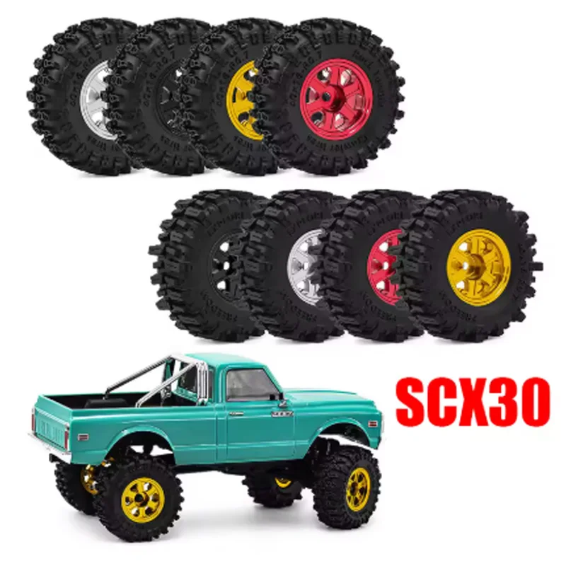4pcs 0.7'' Wheel RimsTire for 1/30 RC Crawler Car Axial SCX30 Ford Bronco Jeep Wrangler K10 Ascent-32