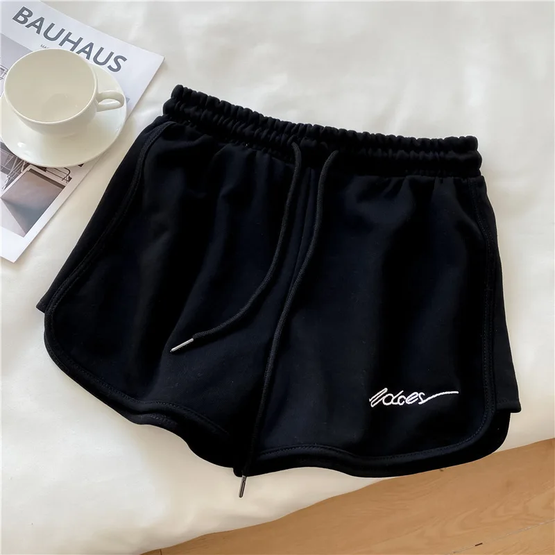 Fashion Sport Shorts Summer High Waist Elastic Loose Wide Leg Shorts for Women Solid Color Drawstrings Sweatshorts Shorts Ladies