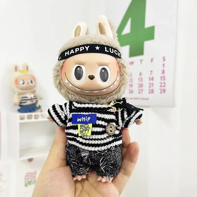 17cm Cute Mini Plush Doll'S Clothes Outfit Accessories For Korea Kpop Exo Labubu Idol Dolls Striped Bikini Set Clothing