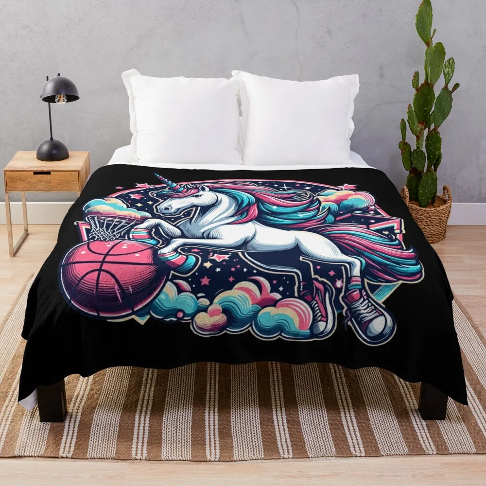 

Basketball unicorn gift Throw Blanket Flannel Fleece Soft Warm Throw Blanket
