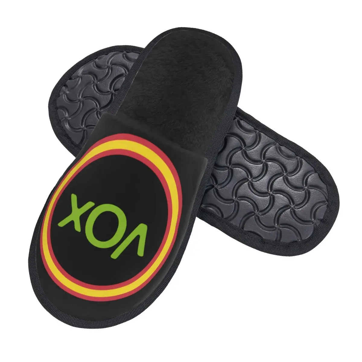 Custom Spain Vox Guest Slippers for Spa Women Spanish Flag House Slipper